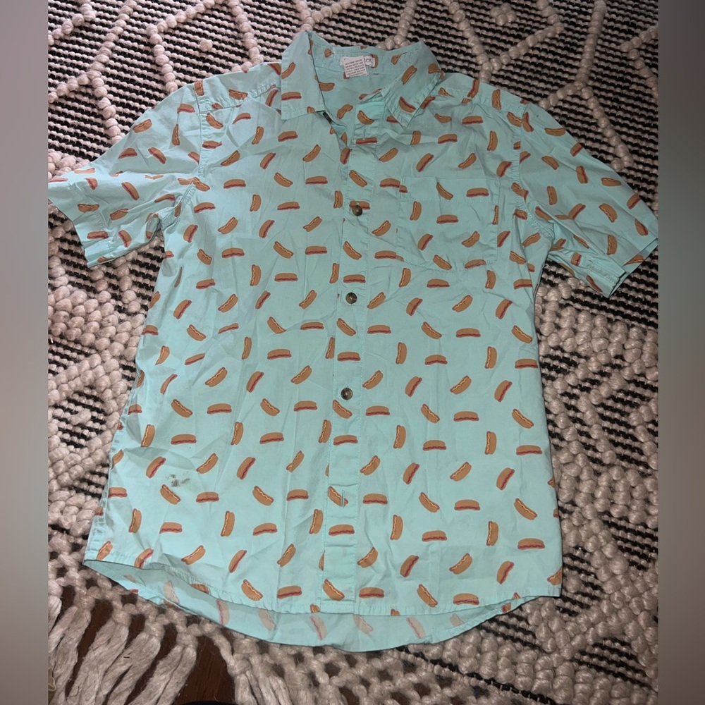 Falls Creek brand. Boys size 10/12 hot dog print button-down shirt. Great shape